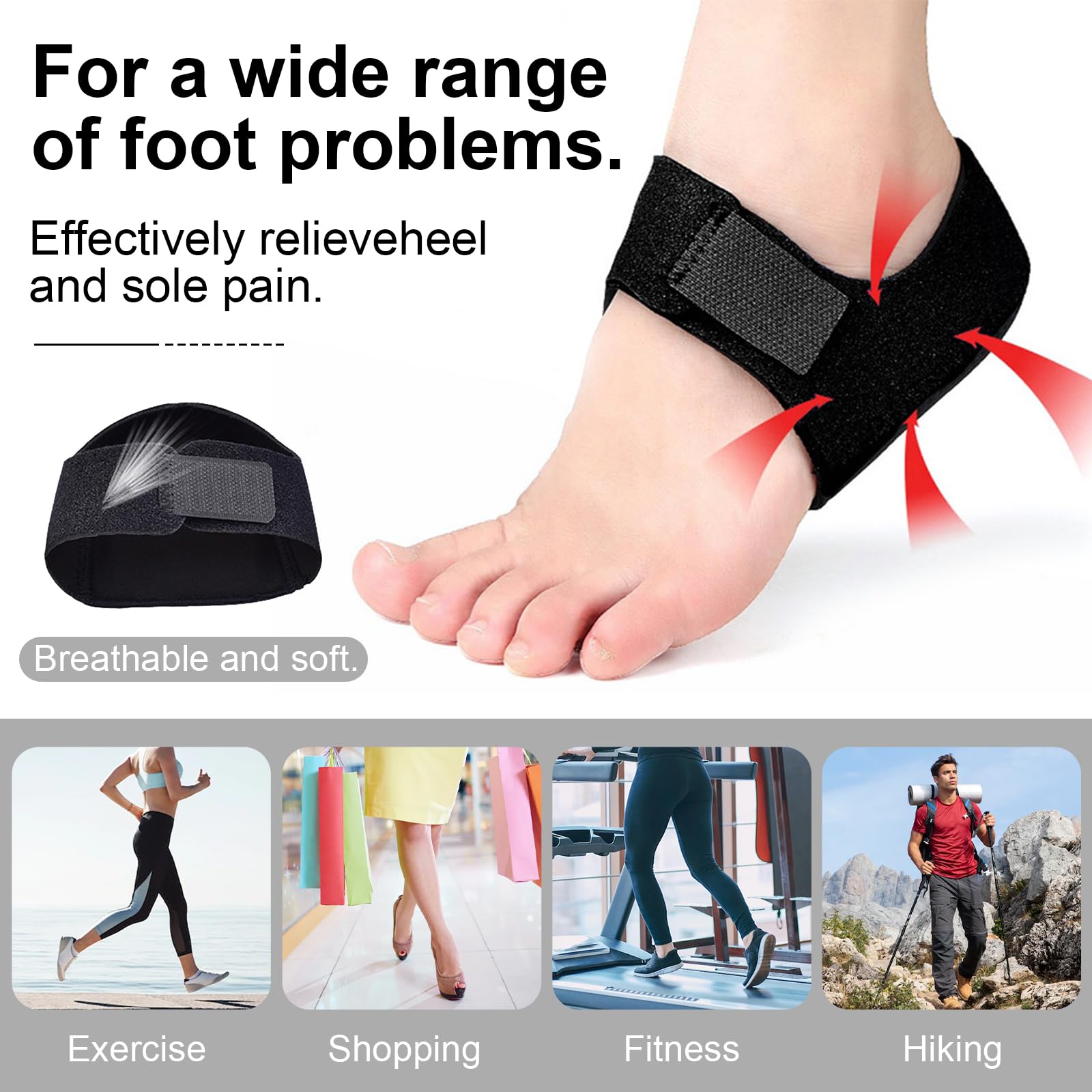 Leikedun 2 pcs de Protector Talon Taloneras Silicona, Ajustables Taloneras Fascitis Plantar para Tendinitis de Aquiles, Espolón óseo, Dolor de Pies, Aliviar el Dolor de Talón(34-40)
