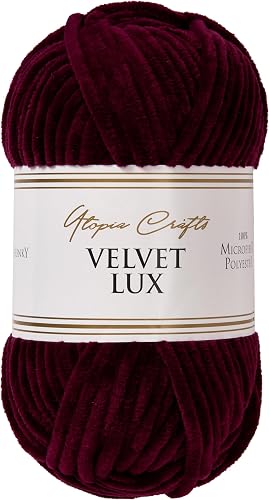 Utopia Crafts Velvet Lux Chenille Super Soft Chunky Yarn for Knitting and Croche