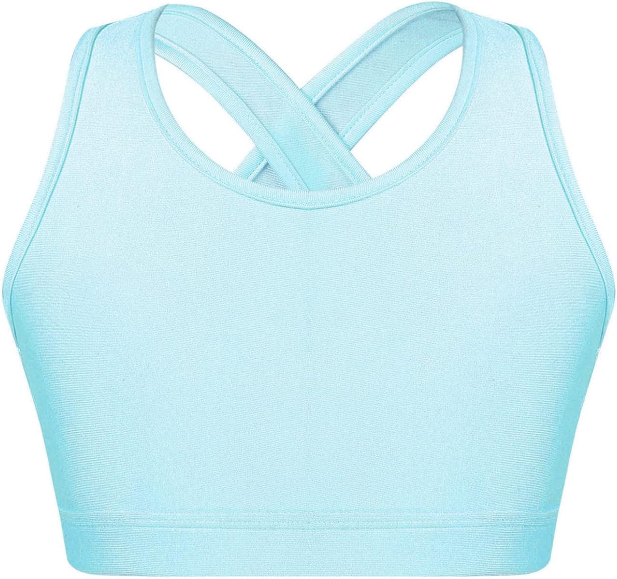 Kids Girls Wireless Crisscross Keyhole Back Crop Tops Shockproof Cotton Yoga Bra Top Vest Work Out
