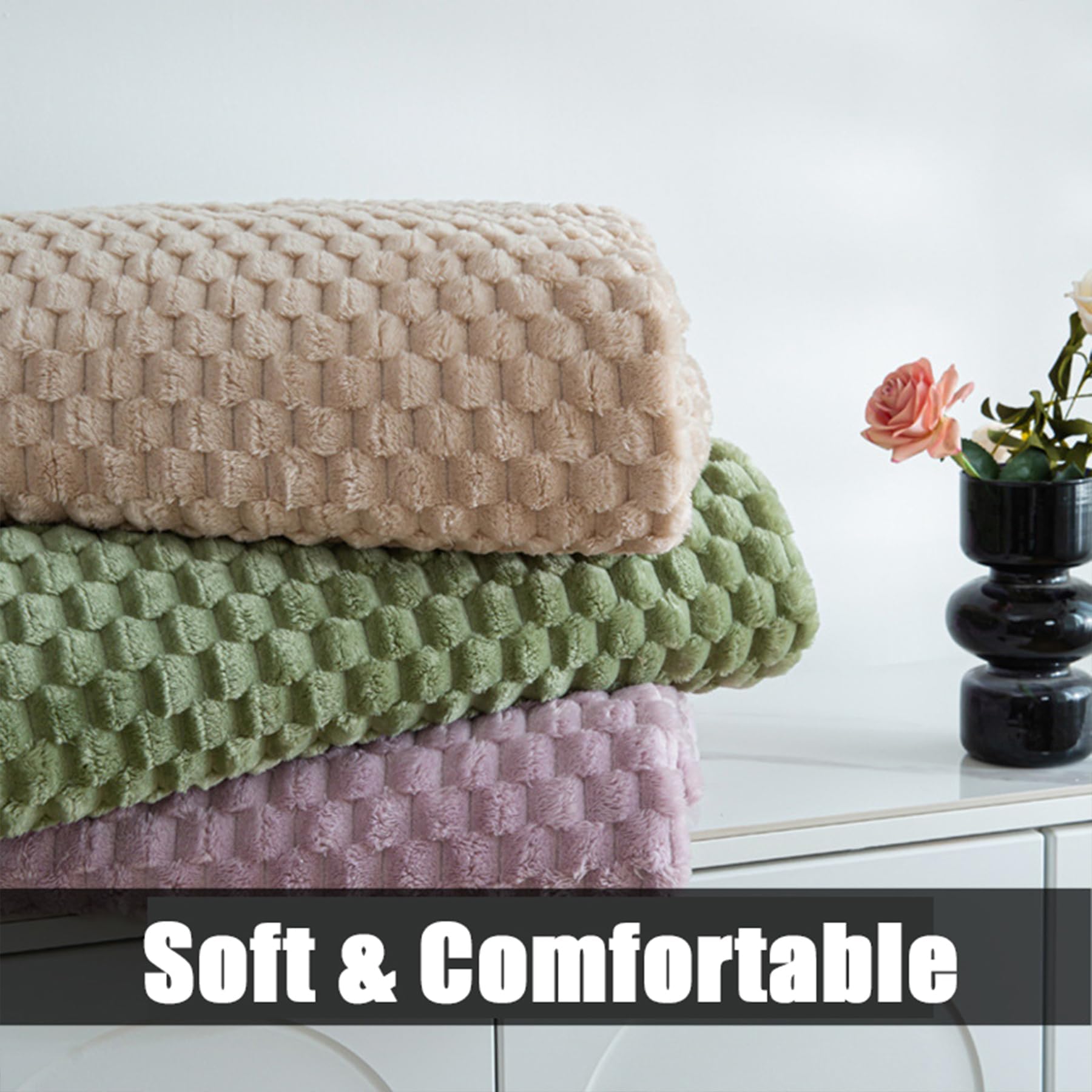 Amazon｜セージグリーンバブルふわふわブランケット、ふわふわバブル