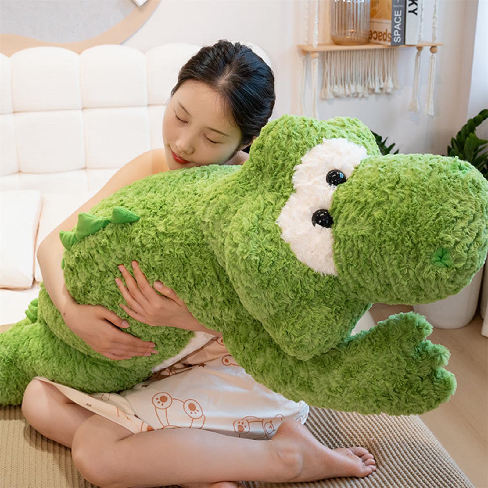 Krokodil Kuscheltier, Groß Krokodil Stofftier, Riesen Kuscheltier, Süßes Riesiges Flauschiges Jumbo Plüsch Spielzeug, Krokodil PlüSch Kissen, Geschenk FüR Kinder Jungen MäDchen (110cm,Fen)