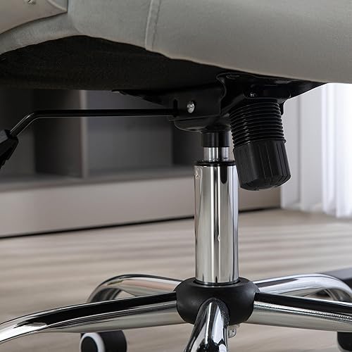Miniatura 9 de Vinsetto Silla de oficina en casa, silla de terciopelo para computadora, silla de escritorio con botones copetudos con ruedas giratorias, altura