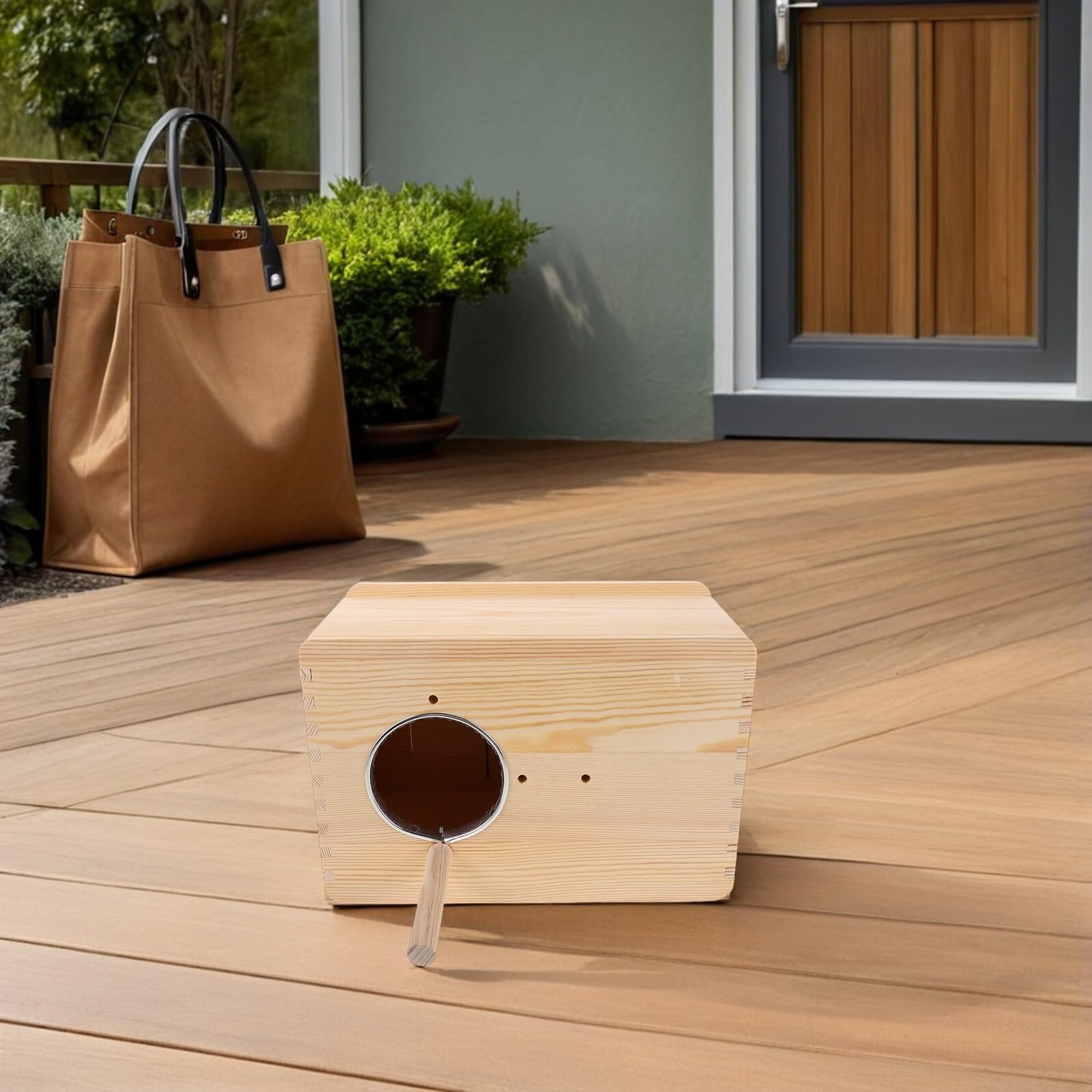 SHOWERORO Caja Nido para Loros de Madera Maciza con Aislamiento Térmico Diseño Colgante Seguro y Espacioso para Periquitos Ninfas y Aves Pequeñas
