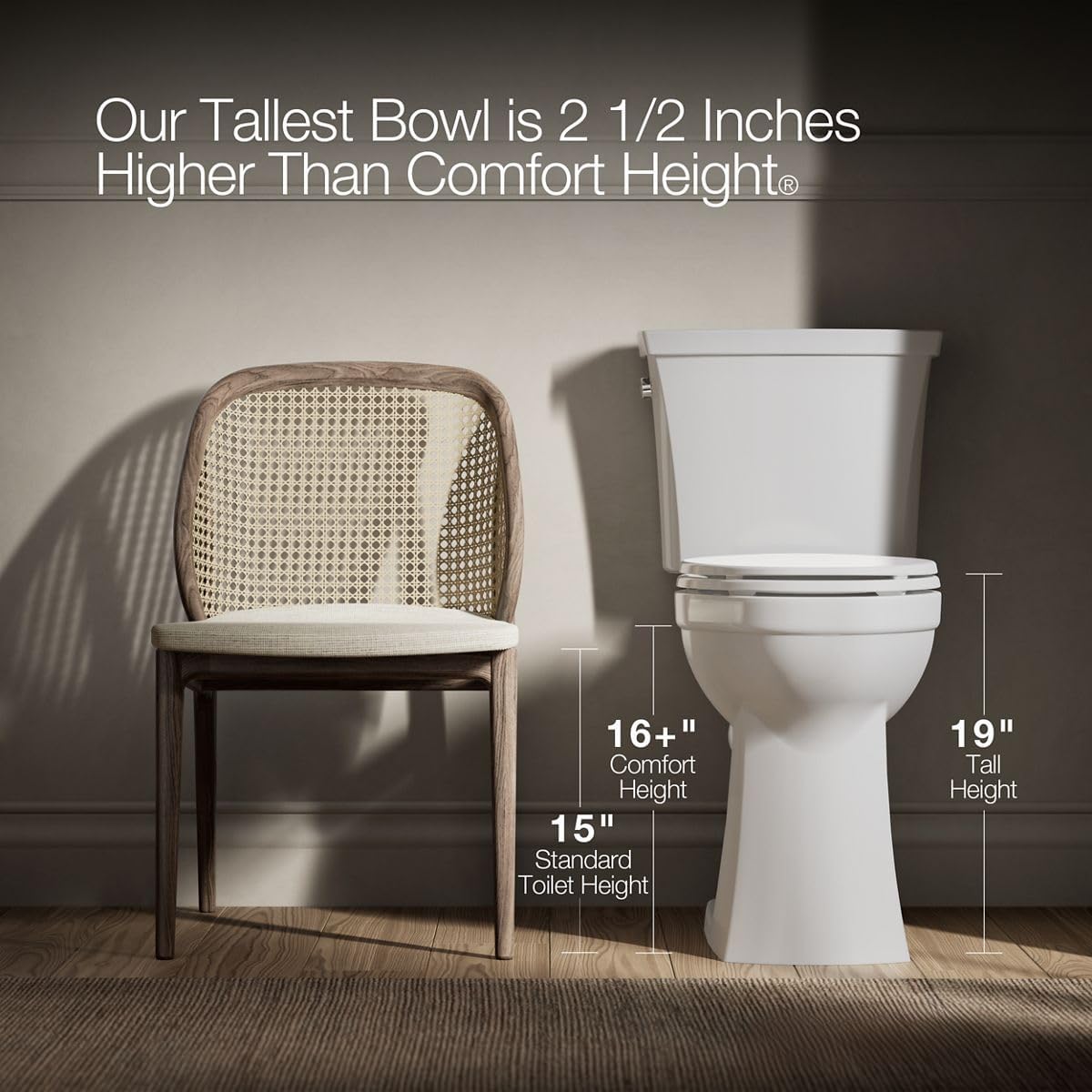 KOHLER Corbelle Tall Two-Piece Elongated Toilet With Skirted Trapway 1.28 Gpf