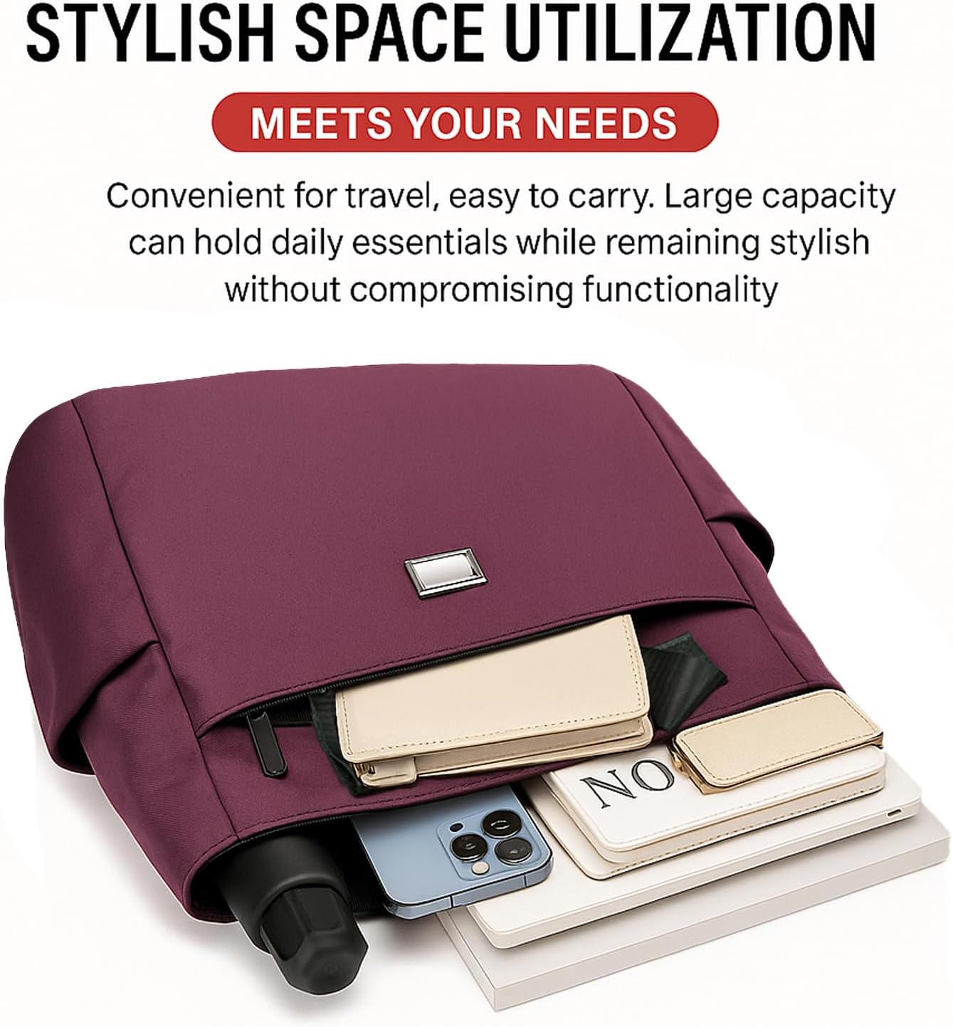 Waterproof Nylon Tote Bag for Women -Zippered Organizer for Work, Beach, Outdoor Essentials - Image 4