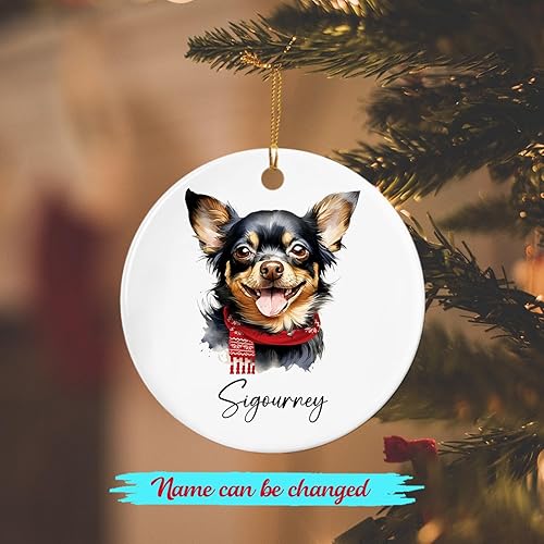Miniatura 8 de Adorno único de cerámica blanca Chow Chow para Navidad 2024, adorno de Navidad con nombre personalizado Chow Chow, divertido adorno de cerámica de