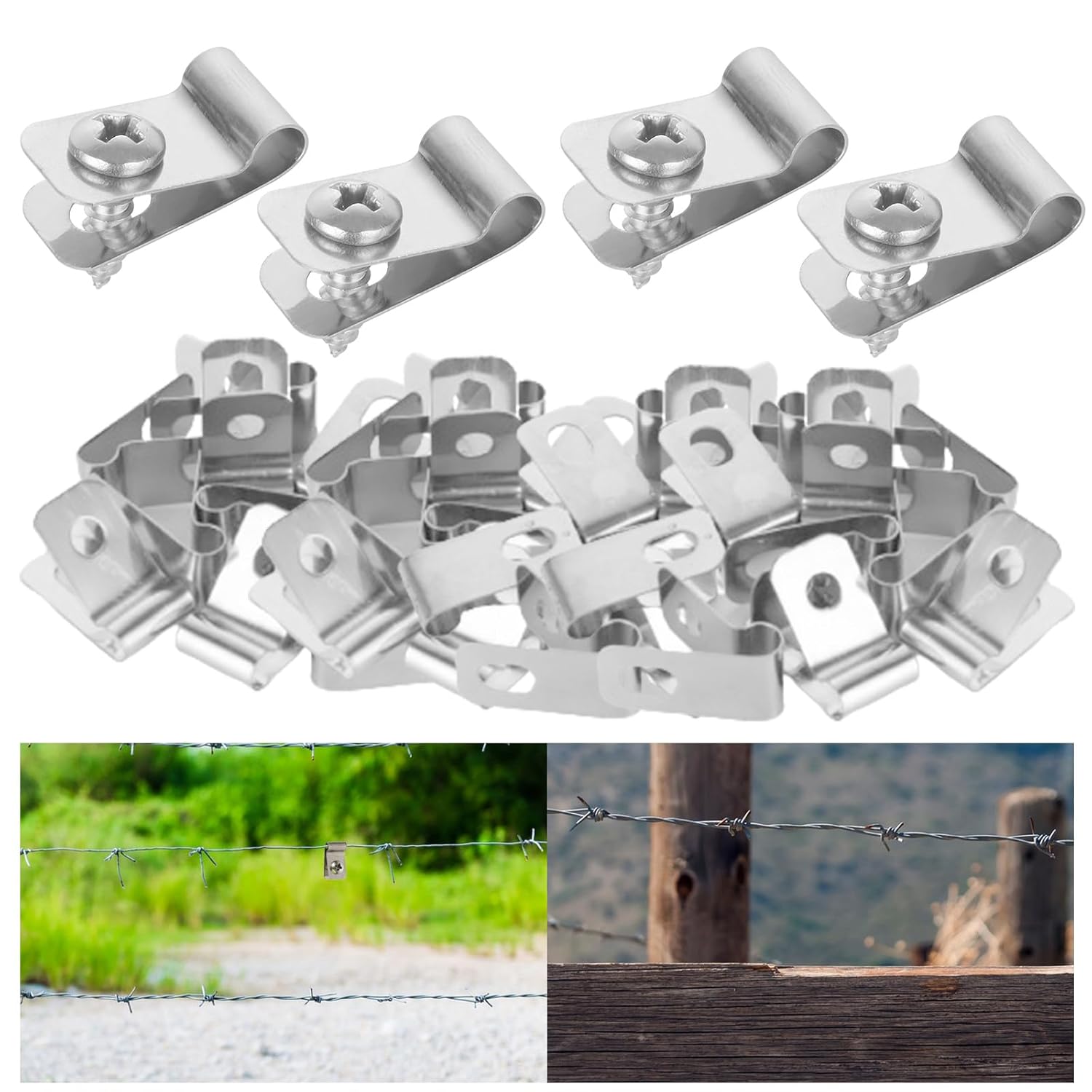 200pcs Wire Fence Clips, Stainless Steel Fence Wire Clamps