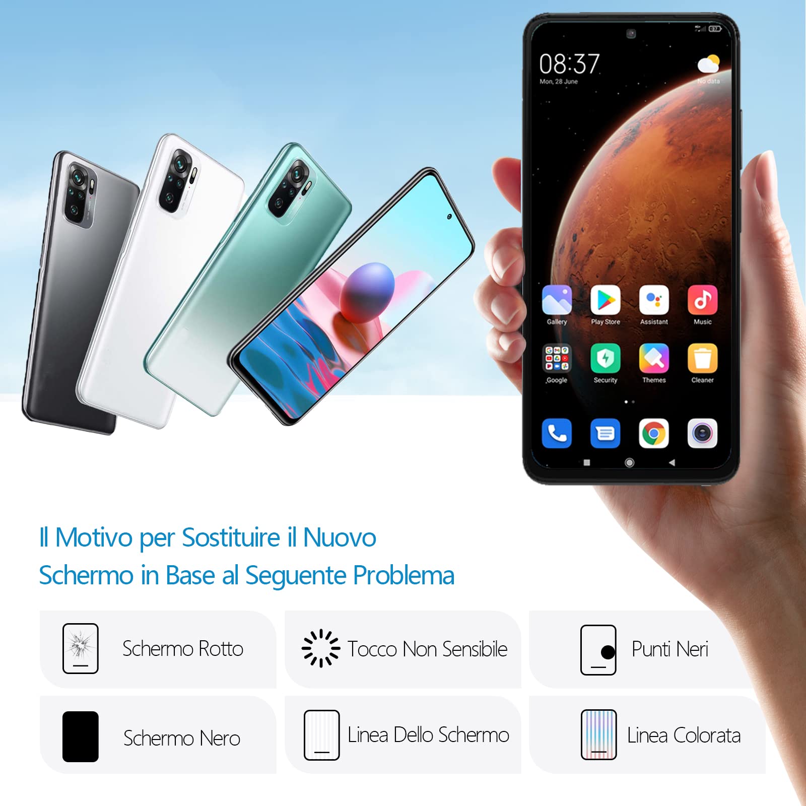 LCD Schermo per Xiaomi Redmi Note 10 4G / Redmi Note 10s / M2101K7AI M2101K7AG Display LCD TFT Touch Digitizer Glass Assembly Parti di Ricambio (Non per Mi Note 10 Lite
