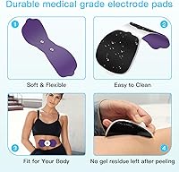 Vista 9 de Tens Unit - Almohadillas de electrodo inalámbricas, almohadillas de electrodo de repuesto con conectores estándar de 0.138 pulgadas