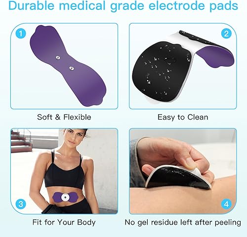 Miniatura 8 de Tens Unit - Almohadillas de electrodo inalámbricas, almohadillas de repuesto MASTOGO con conectores estándar de 0.138in (4 unidadesjuego)