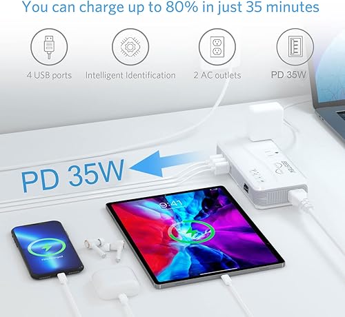 Miniatura 4 de BESTEK Adaptador de viaje universal de 600 W, onda sinusoidal pura de 220 V a 110 V, convertidor de voltaje con PD 35 W USB-C carga para secador de