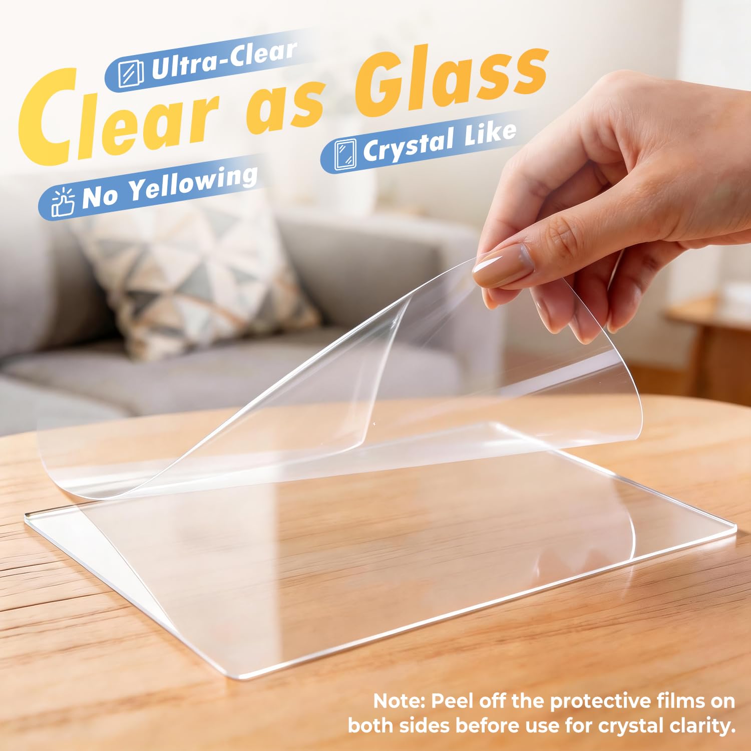 Clear Acrylic Sheets - 5 Pack, 1mm Thick -2