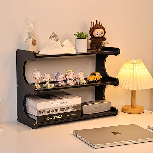 Miniatura 3 de Estantería de 3 niveles para escritorio, estante de almacenamiento, organización de escritorio Negro,Marrón1,https:/ www.Yaxa/dp/undefined