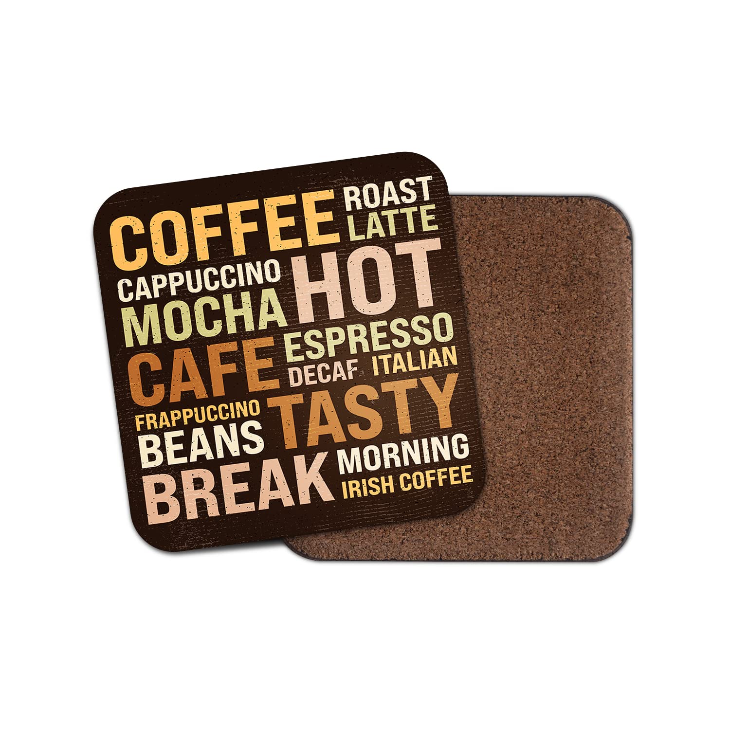 Square Single Coaster - Coffee Café Mocha Morning Espresso Latte Words Thoughts Gift #77459