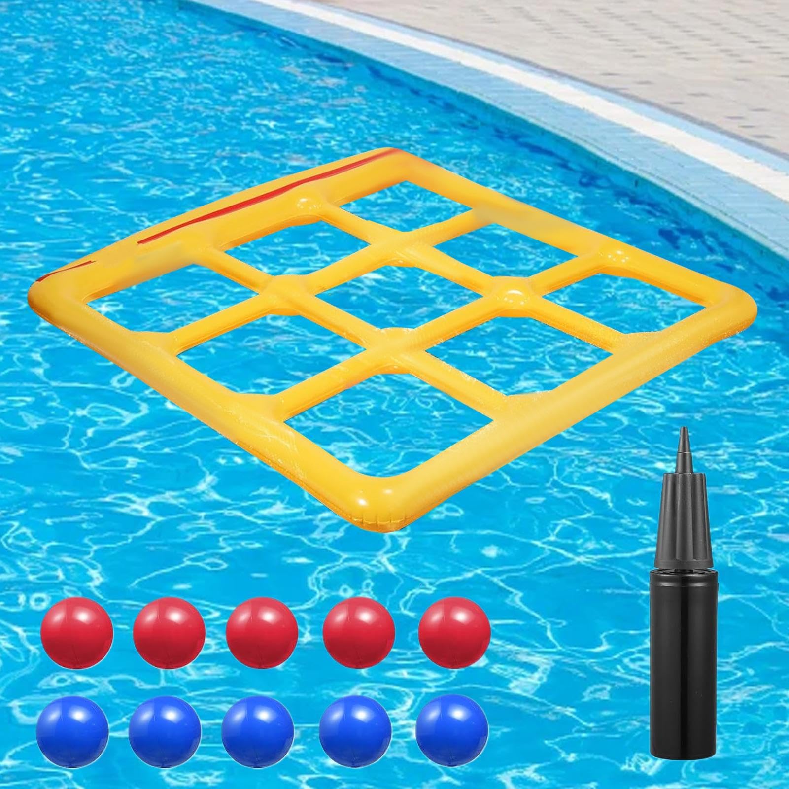 Jeu De Piscine Gonflable Morpion avec 10 Balles pour 2-10 Joueurs Adultes Enfants