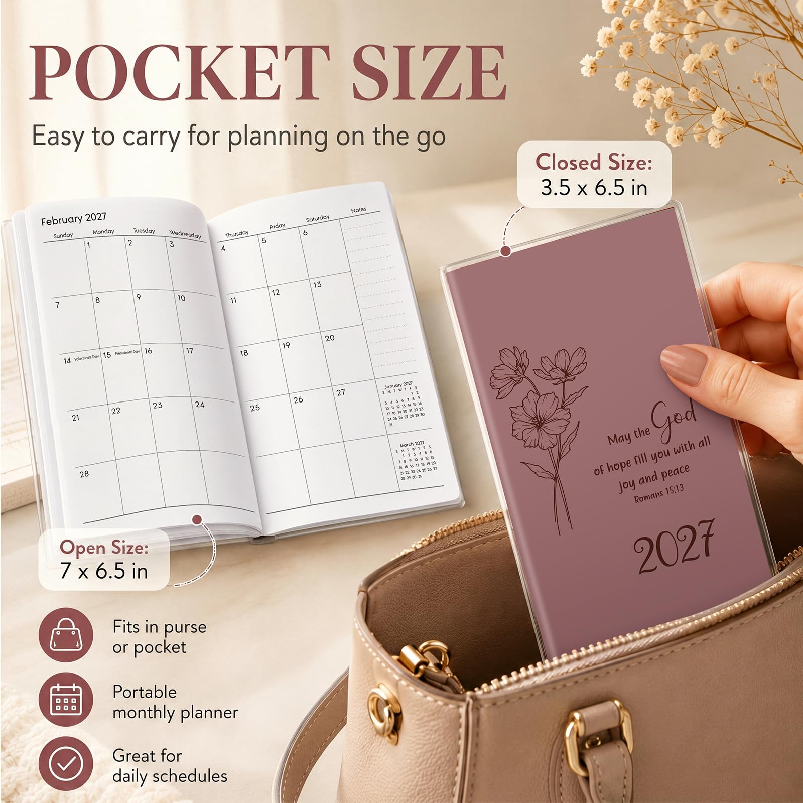 ReliThick 24 calendari tascabili per il 2027, idea regalo per Natale, colleghi, dipendenti, ispirazione, apprezzamento, borsa, agenda mensile, piccolo calendario tascabile, diari, blocco note (bibbia