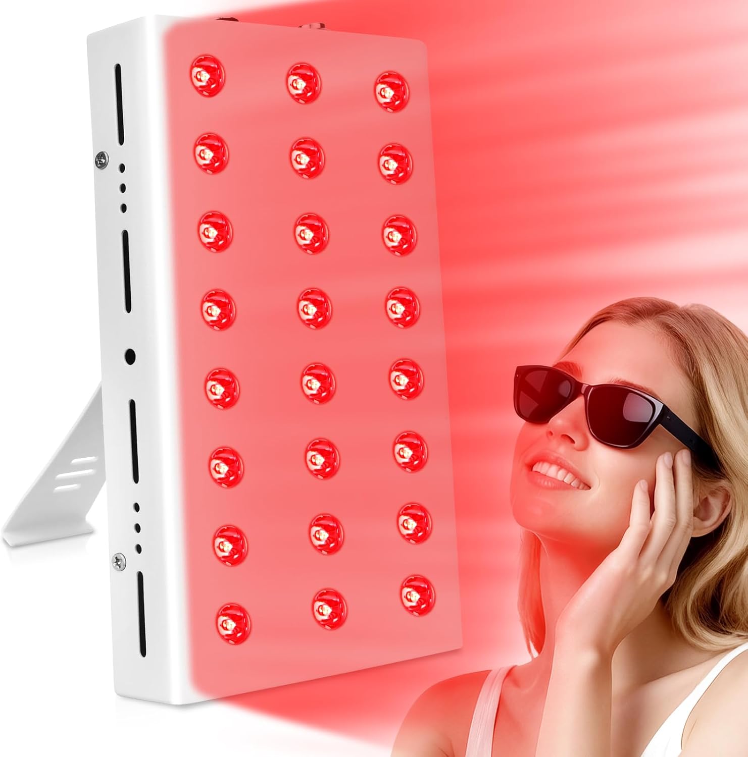 Lawind Red Light Therapy Panel for Face & Body, 660nm Red & 850nm Near Infrared Light Therapy, 24 High Power LEDs, 105mW/cm² High Irradiance LED Red Light Panel with Remote, Timer & Stand