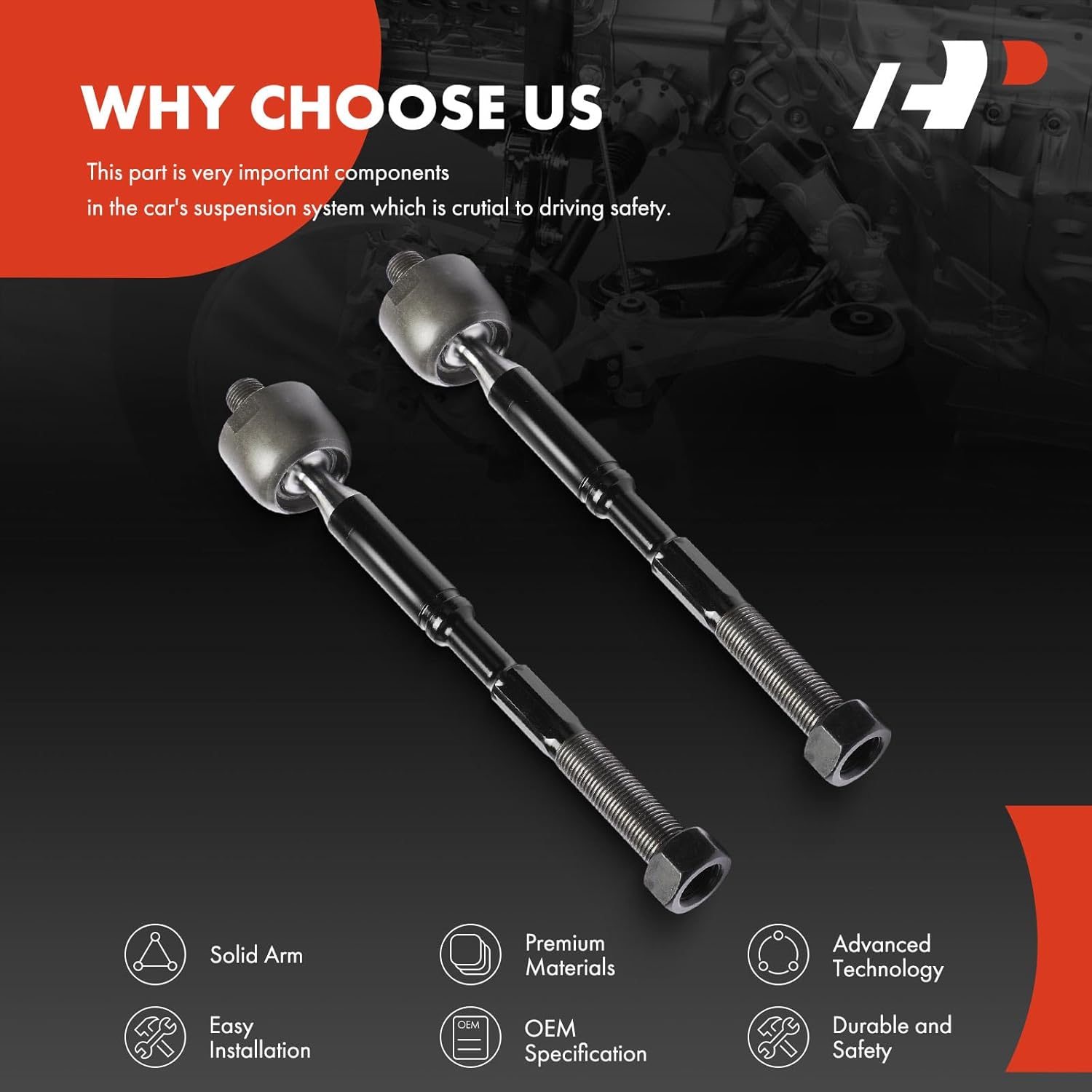 A-Premium 2 x Front Inner Tie Rod Ends, Compatible with Hyundai Sonata 2019-2024 & Kia K5 2021-2023, GAS