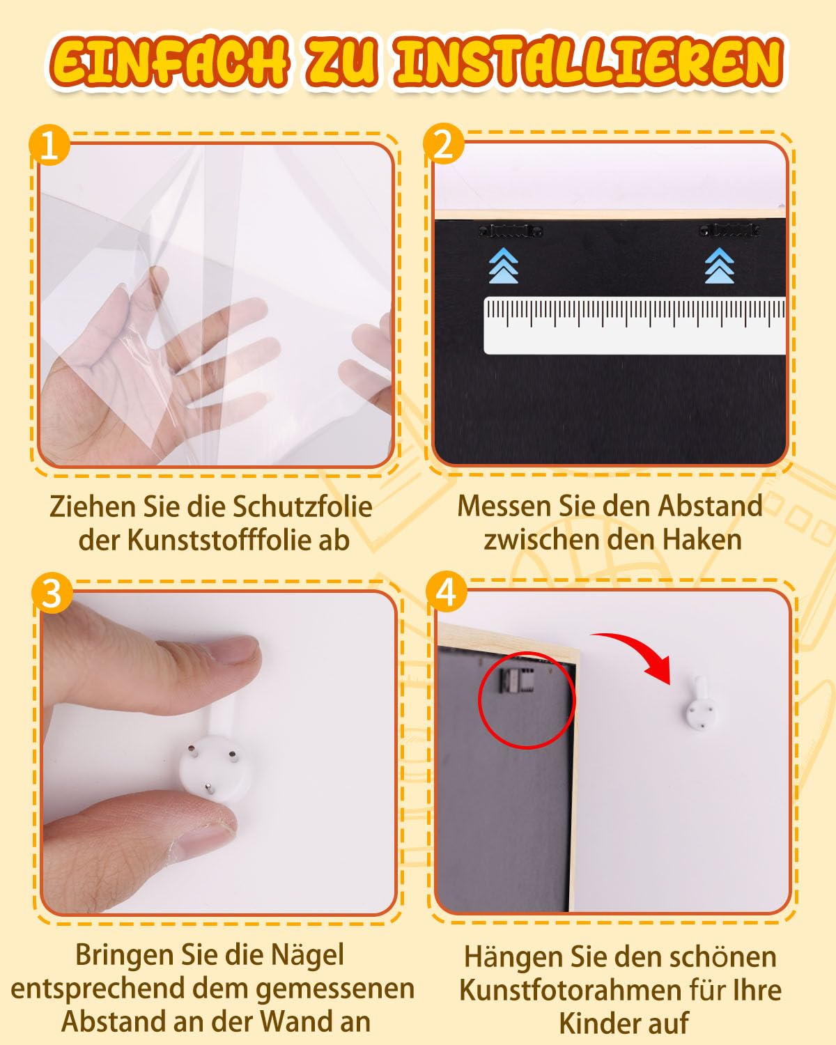 Kinder Bilderrahmen, 2 Stück A4 Befüllba Bilderrahmen für Kinder mit Frontöffnung und Halterung zum Aufhängen oder Aufstellen von Kinderzeichnungen, Kunstprojekten (Holz)