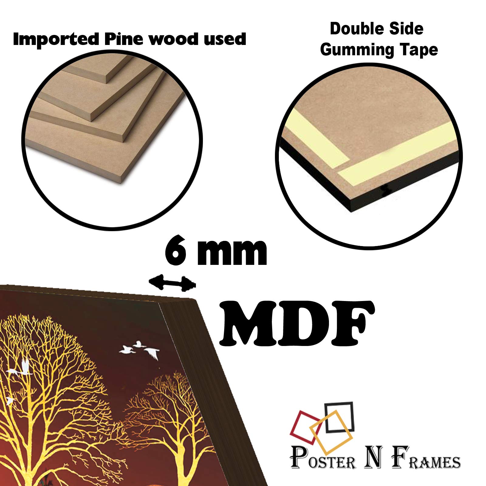 Poster n Frames PNF Wood Landscape Painting For Home Wall Decoration|Artwork With Multicolour|For Living Room, Bedroom & Home Decor | Best Gifting Option | 3 Pieces 1