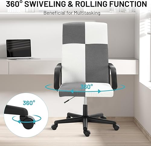 Miniatura 7 de Silla de oficina, silla de escritorio de oficina en casa, silla de trabajo tapizada con respaldo alto, silla de trabajo tapizada acolchada de tela,