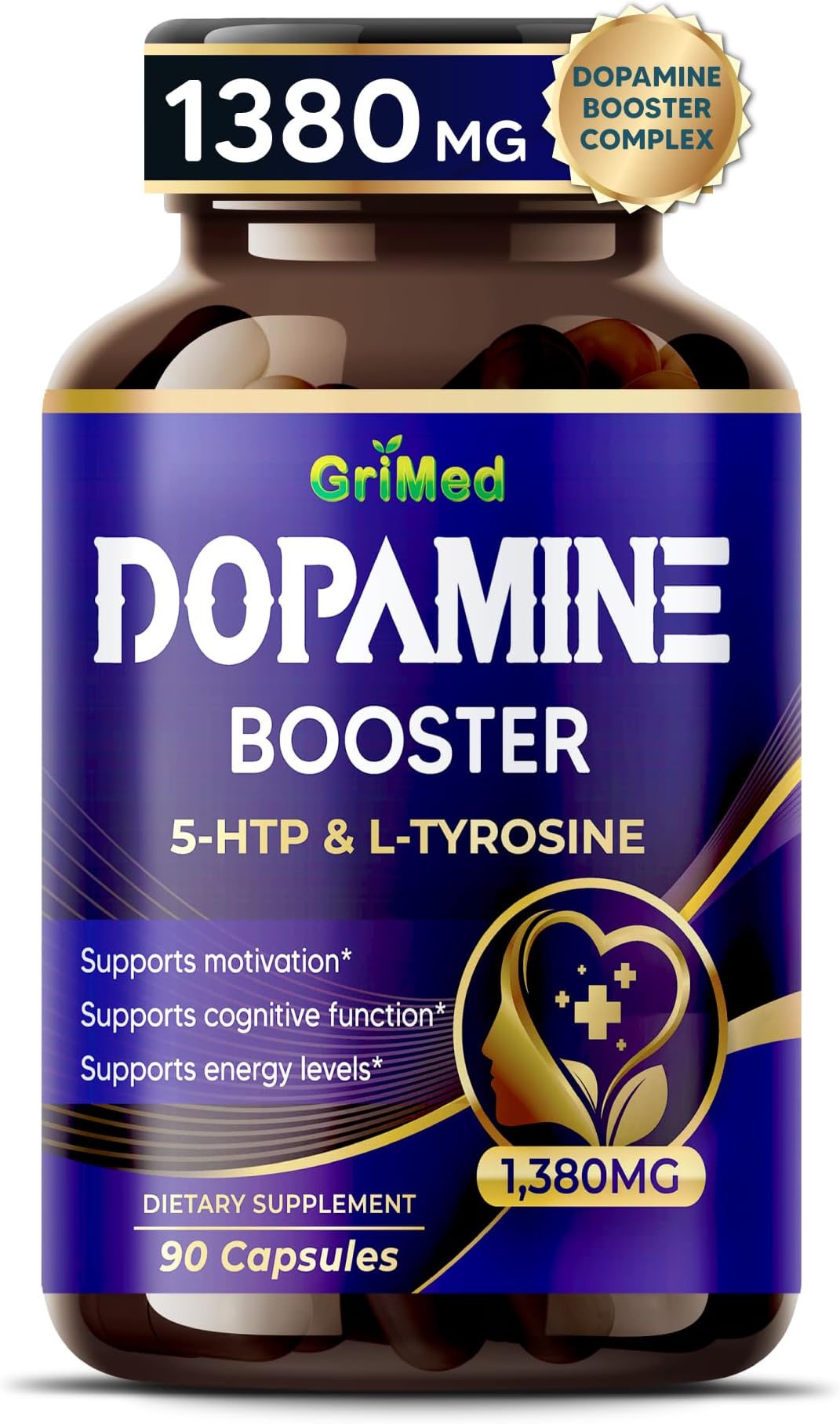 GriMed Dopamine Support Complex 1,380 mg with 5-HTP & L-Tyrosine, 90 Count