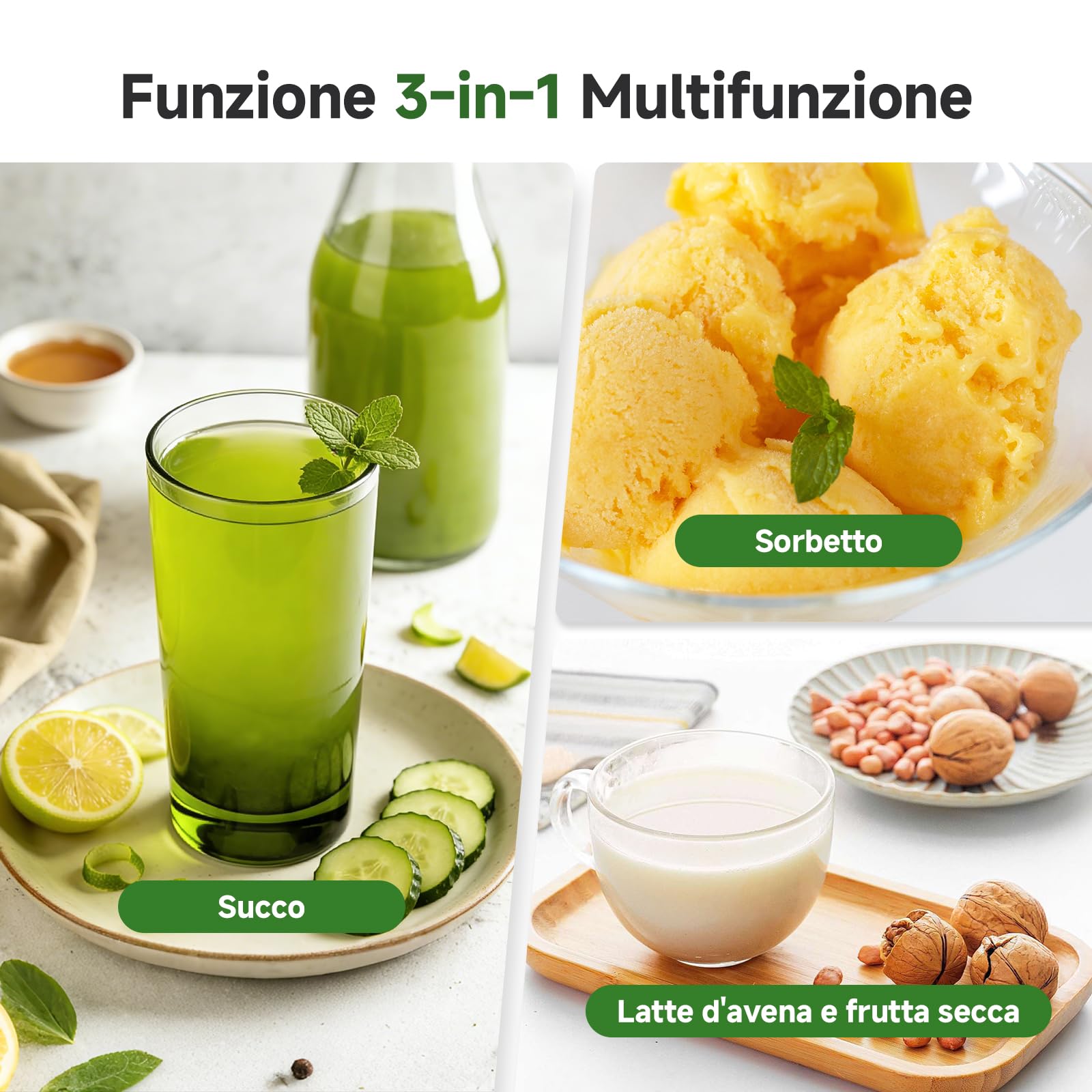 AMZCHEF Estrattore di Succo, Bocca 155mm, 2,5L, Separatore della Schiuma, 2 Filtres, Pressione Automatica, Succo Puro e Vellutato, Silenzioso e Facile da Pulire, Ideale per Famiglia e Colazione