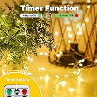 Vista 71 de Paquete de 2 guirnaldas de luces LED, funcionan con pilas, 5 m, 50 luces intermitentes, temporizador, impermeables, para habitaciones, bodas