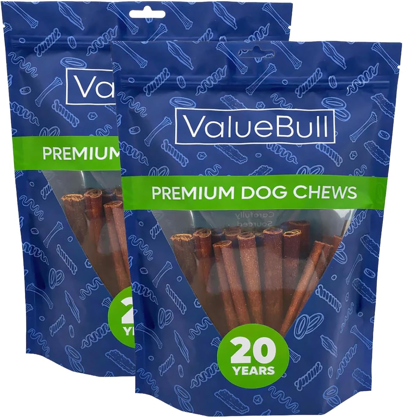 ValueBull Buffalo Collagen Sticks for Dogs, 6 Inch Medium Chews, Natural Long-Lasting Dog Treats, 50 Count - Supports Joints, Skin & Coat with Chondroitin & Glucosamine