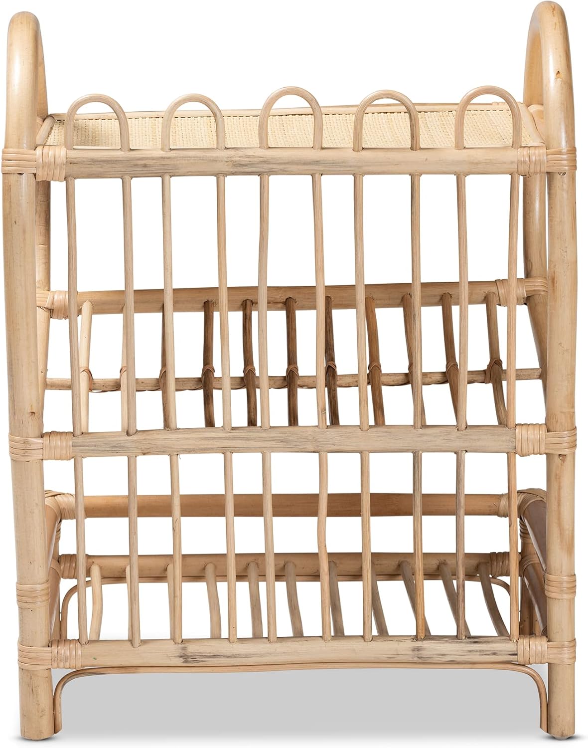 bali & pari Liora Modern Bohemian Natural Rattan 2-Tier Display Shelf