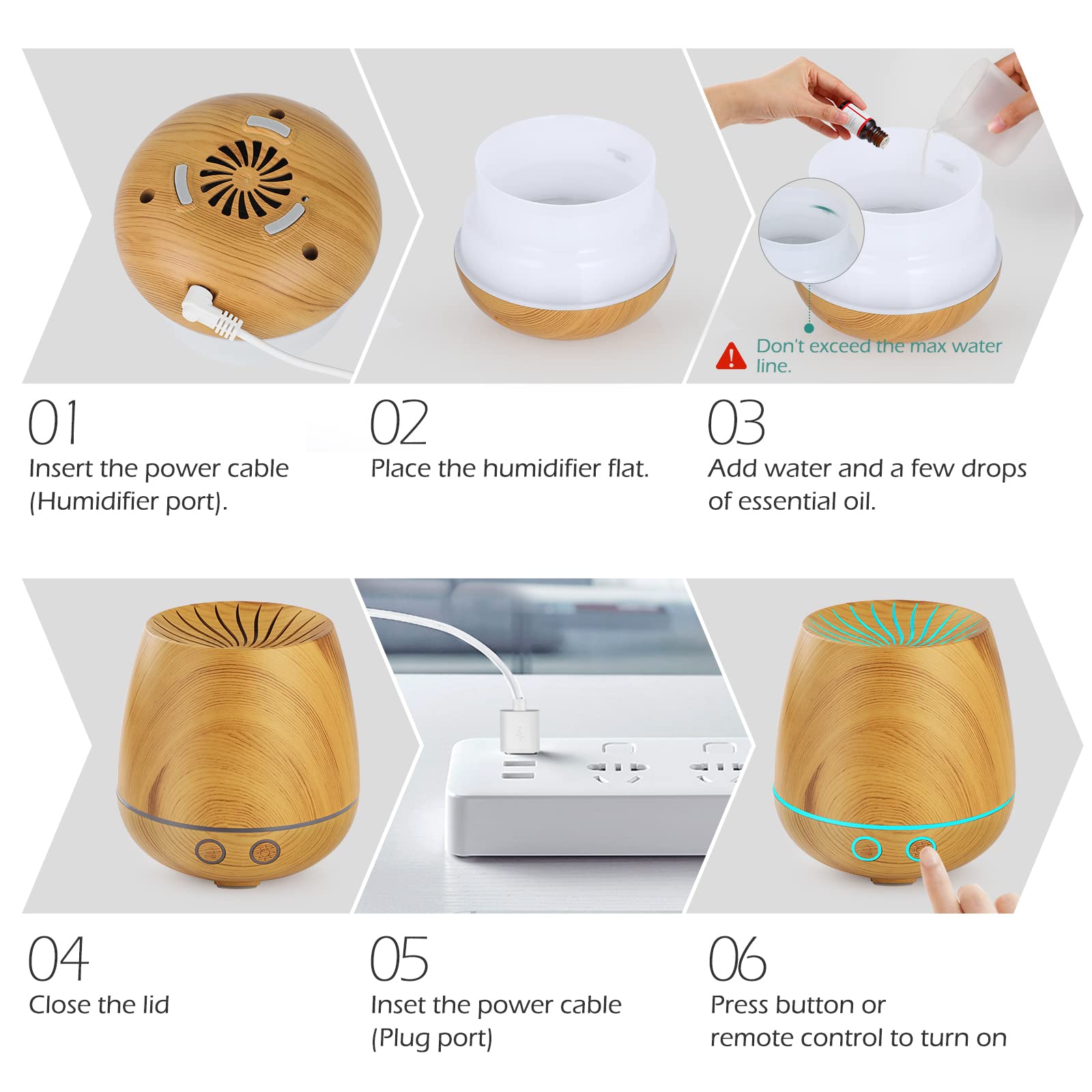 500 ml Ultrasone Aromatherapie-diffuser voor Etherische Oliën met Timer