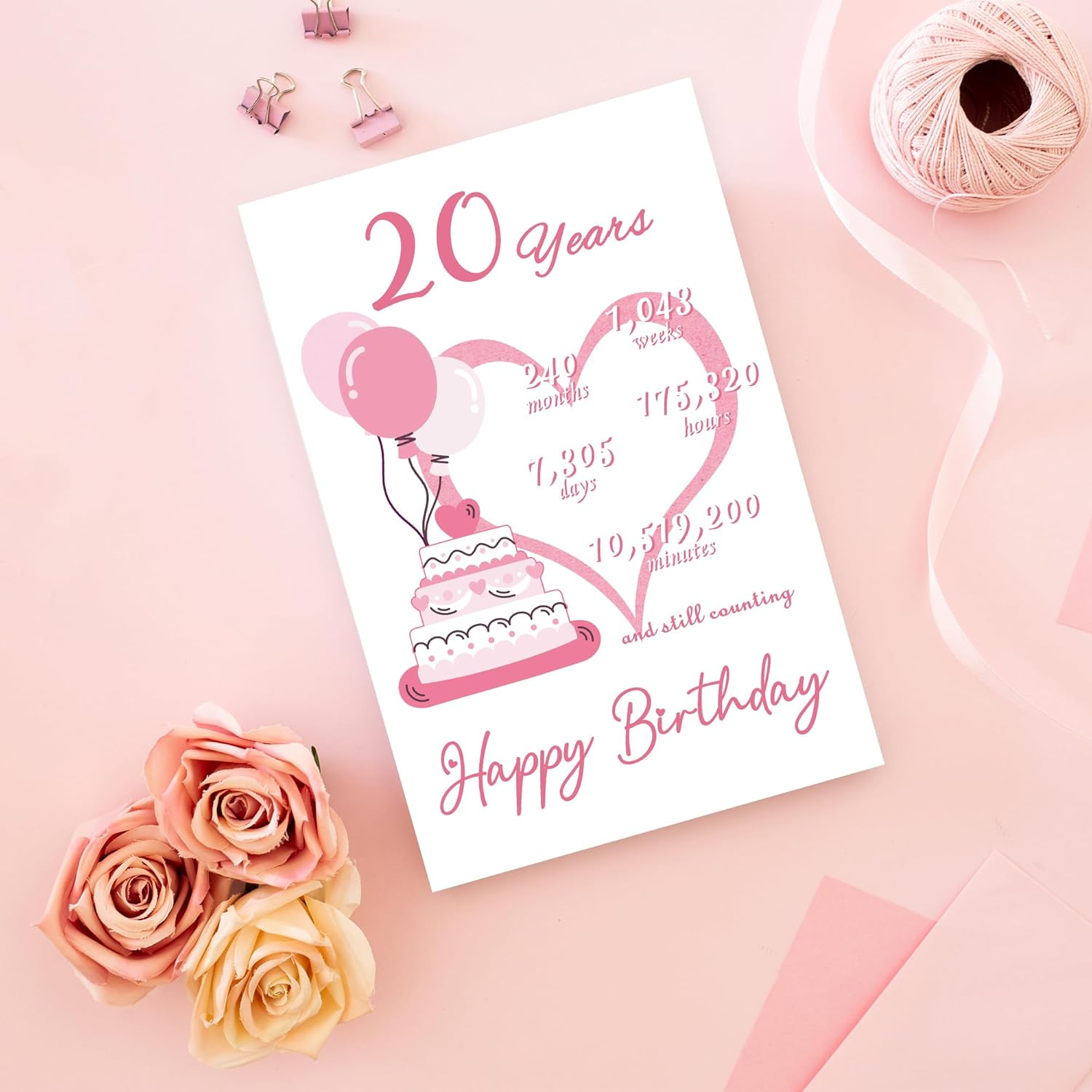 20th Birthday Card,Happy 20th Birthday Decorations for Girls, Funny 20th Birthday Gifts for Daughter Niece,20 Year Old Birthday Card for Best Friends，Double-Sided - Image 4