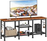 Furologee 55 Inch TV Stand with Soundbar Shelf, Rustic Brown Entertainment Center, Open Storage Shelves Media Console for Living Room Bedroom