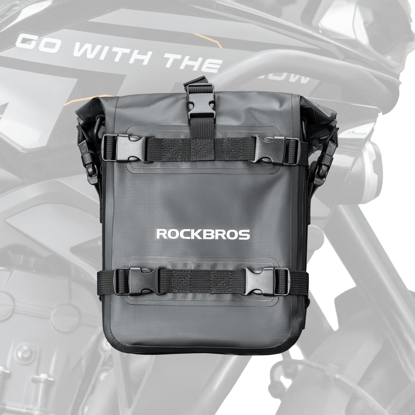 ROCKBROS Motorcycle Bumper Bag 5-7L Waterproof Motorcycle Tail Bag Moto Saddle Bag with Shoulder Strap Motorcycle Dry Bags Luggage Bag