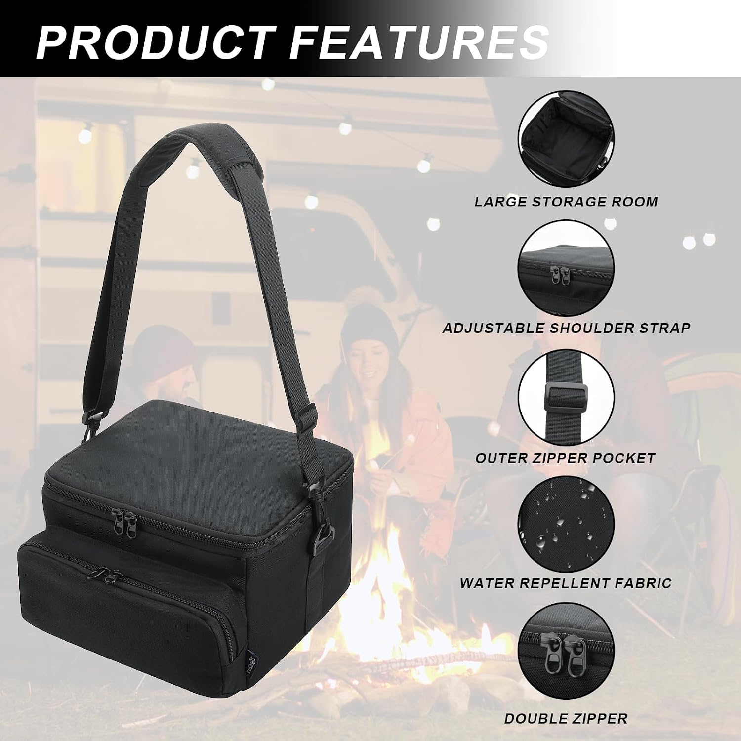 Cosmos Portable Power Station Carrying Case Bag Compatible with Eco-flow River 2/3-256Wh Generator Protective Shoulder Storage Bag Cover with Pocket for Outdoor Travel Camping Charging Accessories