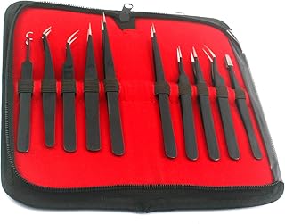Precise Canada: 10pcs Stainless Steel Tweezer Set,Anti-Static ESD Tweezers with Non Magnetic Tips for Electronics Repair, Soldering, Crafting and Jewelry