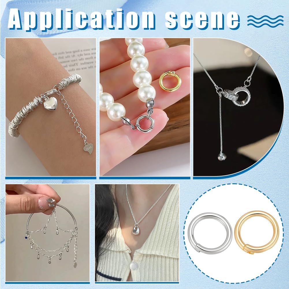 PH PandaHall 12pcs 14K Gold Plated Locking Jump Rings, 12mm Round Locking Jump Rings, Circle Clasp Open End Ring Connector for Necklace Bracelet Keychain Jewelry Making - Image 5