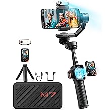 hohem iSteady M7 Gimbal Stabilizer for iPhone, Phone Gimbal with AI Tracking, 1.4" Detachable Touchscreen Remote, Built-in Extension Rod, Fill Light, Phone Stabilizer for Video Recording, YouTube