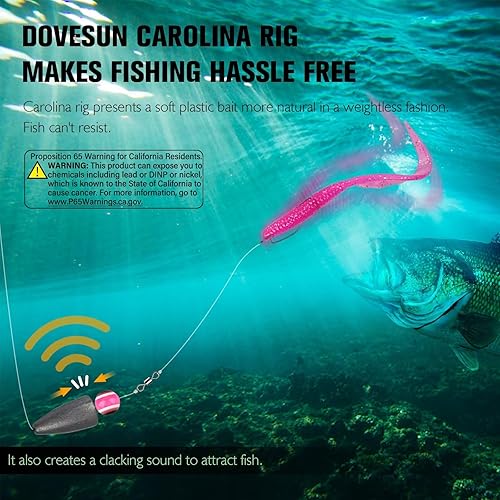 Miniatura 11 de Dovesun 10/5PCS Ready Tied Carolina Rig Kit for Bass Fishing Catfish Rig Catfish Hook Kit with Bass Hooks, Swivel, Fluorocarbon Line, Weights