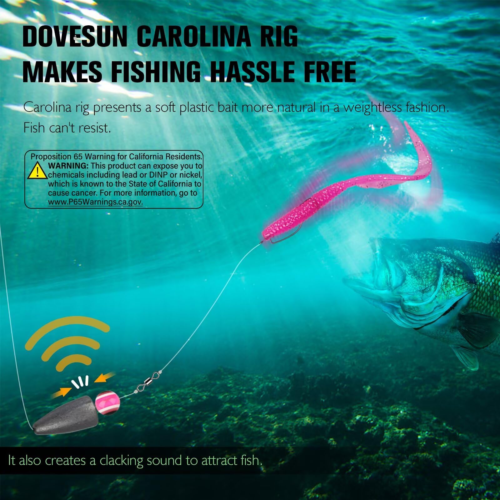 Dovesun Rattles Snapklik.com : Dovesun 10PCS Ready Tied Carolina Rig Kit For Bass ...