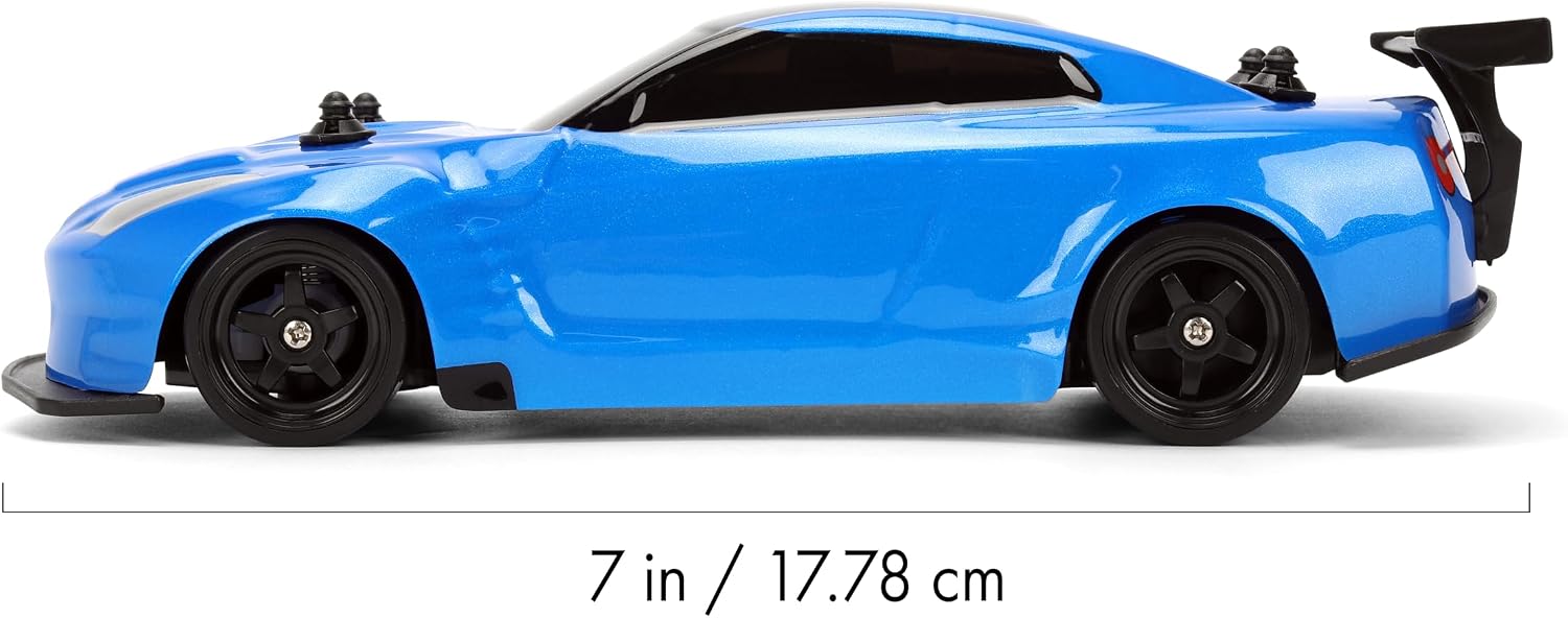 Jada Fast & Furious 2009 Nissan GT-R R35 Ben Sopra – 1:24 Scale Drift RC Car Toys – USB Charging, Multi-Car Play, Easy to Drift – Ages 8+ – Blue