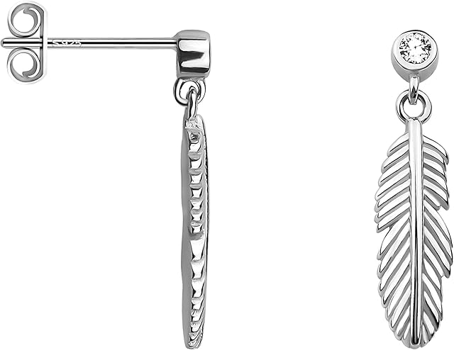 SOFIA MILANI - Women's Earrings 925 Silver - with Zirconia Stone - Feather Stud Earrings - 20497