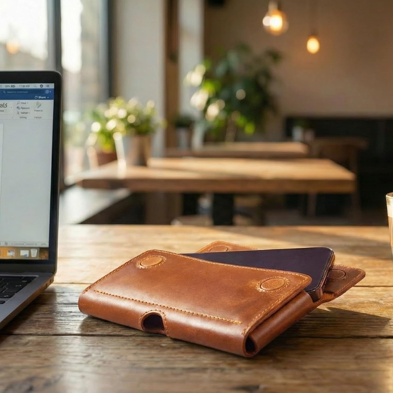 Leather Village Phone Holster Belt Clip Style for Men – Cell Phone Holsters Leather Belt Pouch – Horizontal Cell Phone Holder for Belt with Magnet Closure - Tan Brown - Image 7