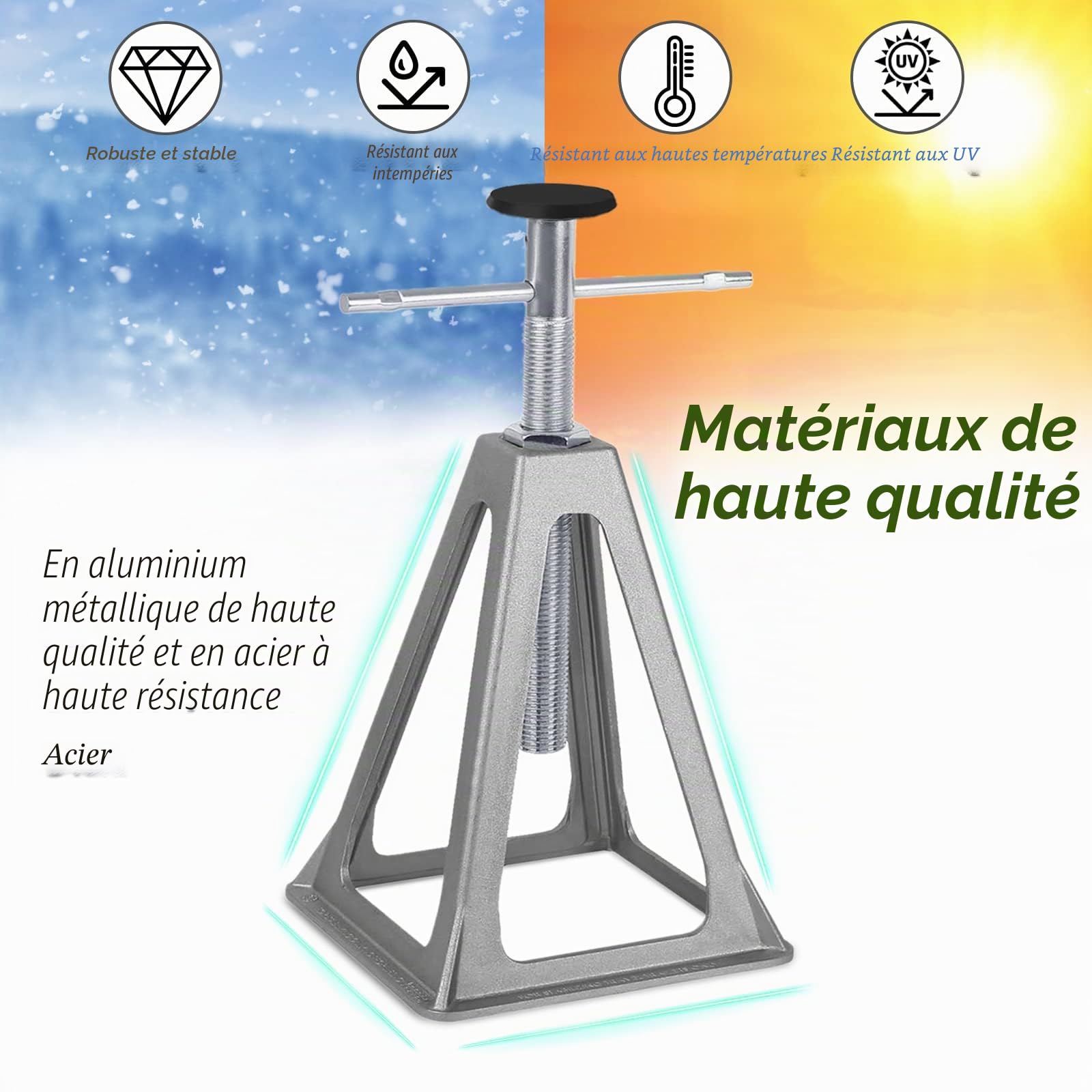 Froadp Béquilles pour Caravane Chandelles D'appui Béquille de Cric Réglable en Hauteur Stockage Maximum 1T pour Stabiliser Accessoires de Voitures Caravanes Camping-Cars ou Remorques (4 Pcs)