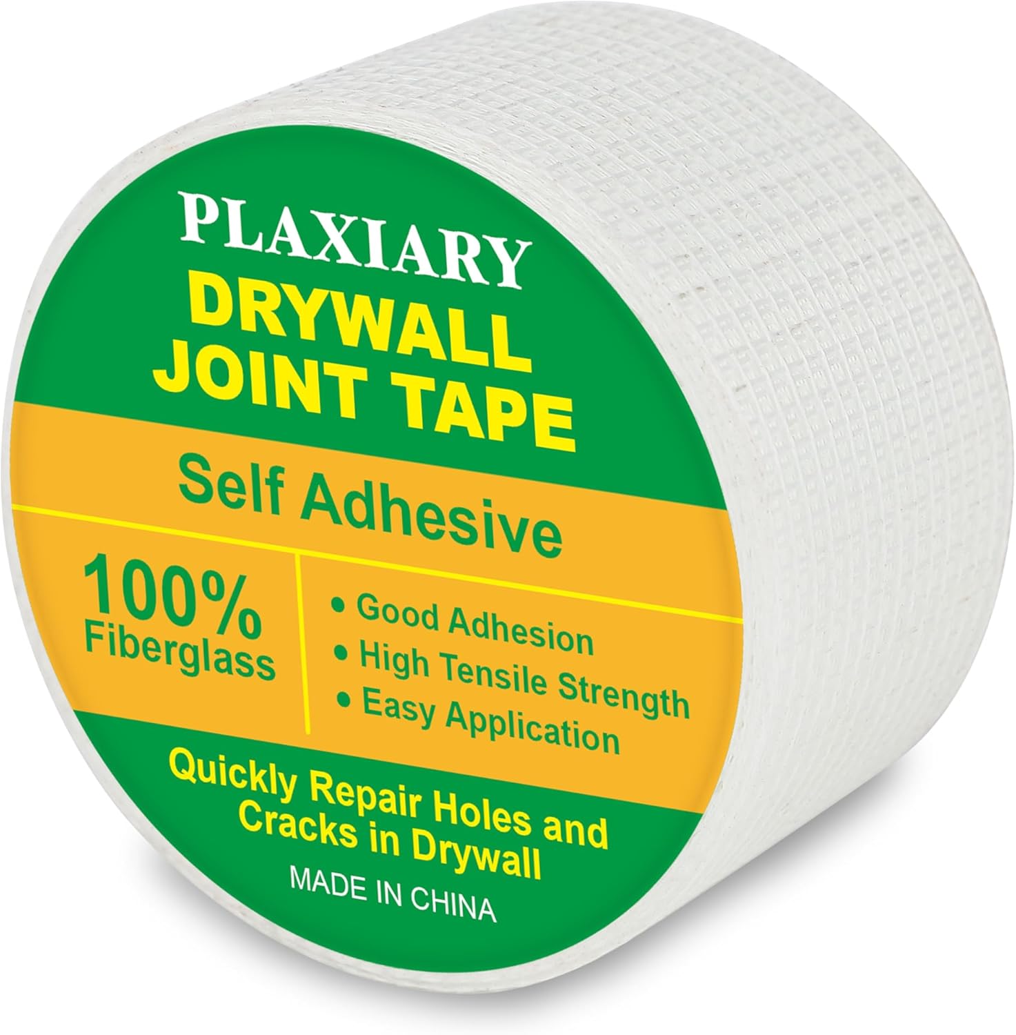 PLAXIARY Self-Adhesive Fiberglass Drywall Mesh Tape 2" x 66ft - Repair Cracks, Holes & Seams Effortlessly