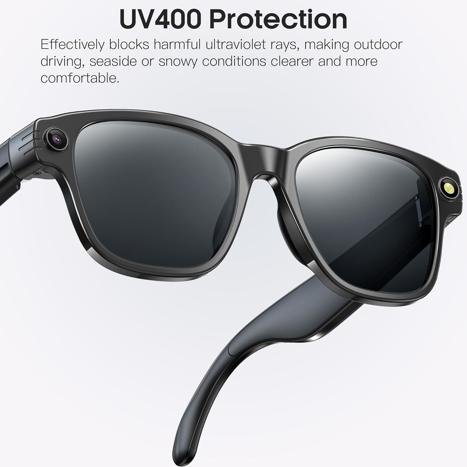 AI Camera Smart Glasses for Men Women With 8MP, 4K Photo/1200P HD Video Recording, Translation, GPT Voice Assistant, AI Object Recognition, Hands-free Music/Call,Long Battery Life,Sunglasses