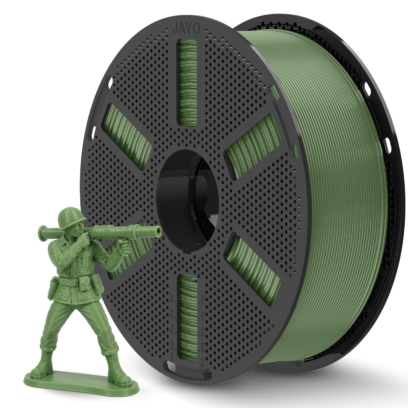 JAYO Olive Green PLA Plus (PLA+) Filament 1.75mm, 1.1kg Reusable Spool