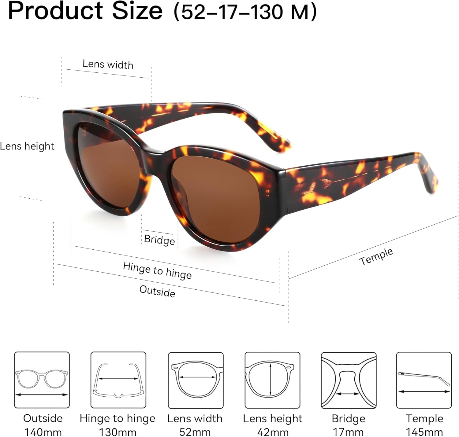 ZENOTTIC Polarized Sunglasses Women Trendy: Classic Sun Glasses Ladies Cateye Frame - Retro Cute Shades UV400 Protection