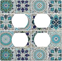 Vista 106 de Azulejo mediterráneo azul de 1 banda cubierta de toma de corriente Talavera mosaico mexicano marroquí mosaico dispositivo de palanca individual
