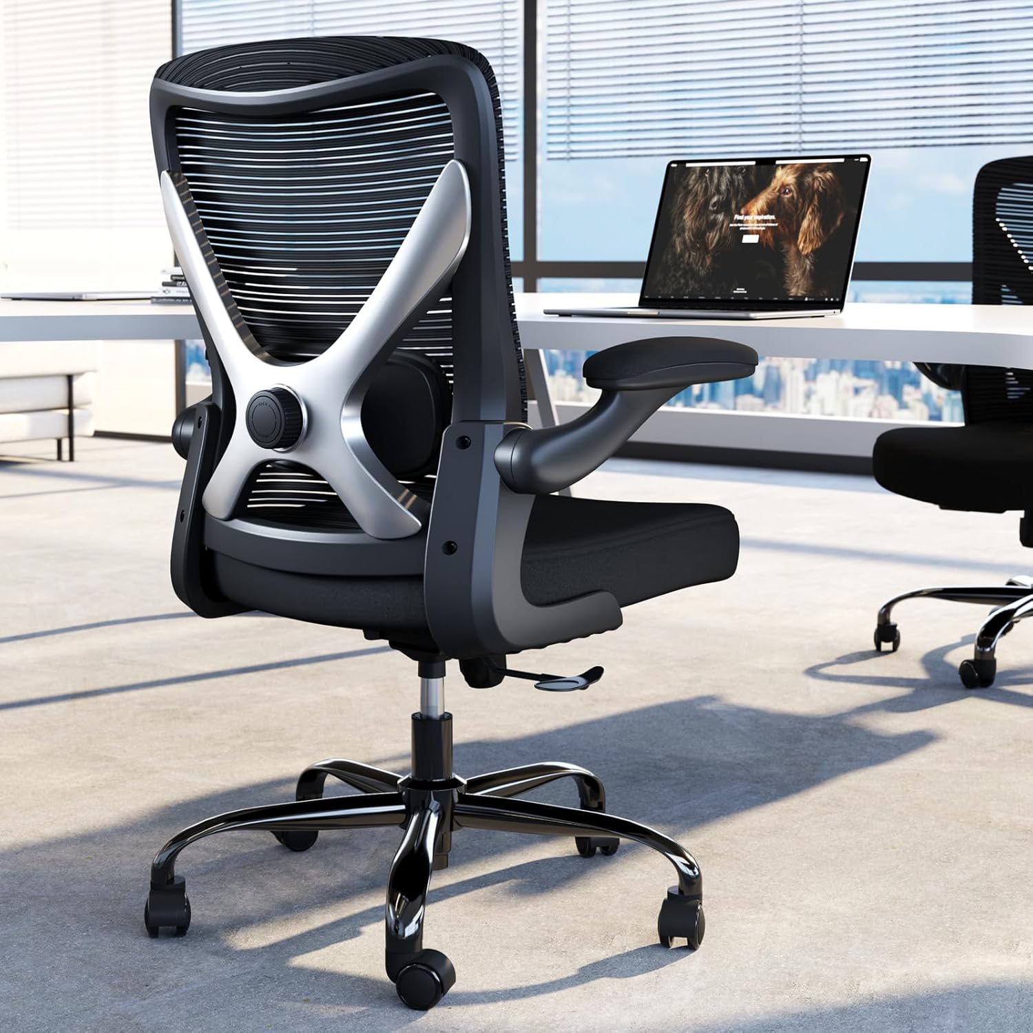 Ergonomic Office Chair - X-Shaped Computer Desk Chairs Comfy, Mesh High-Back Gaming Chair with Adjustable Lumbar Support, Executive Task Chair for Adults, Comfortable for Long Hours